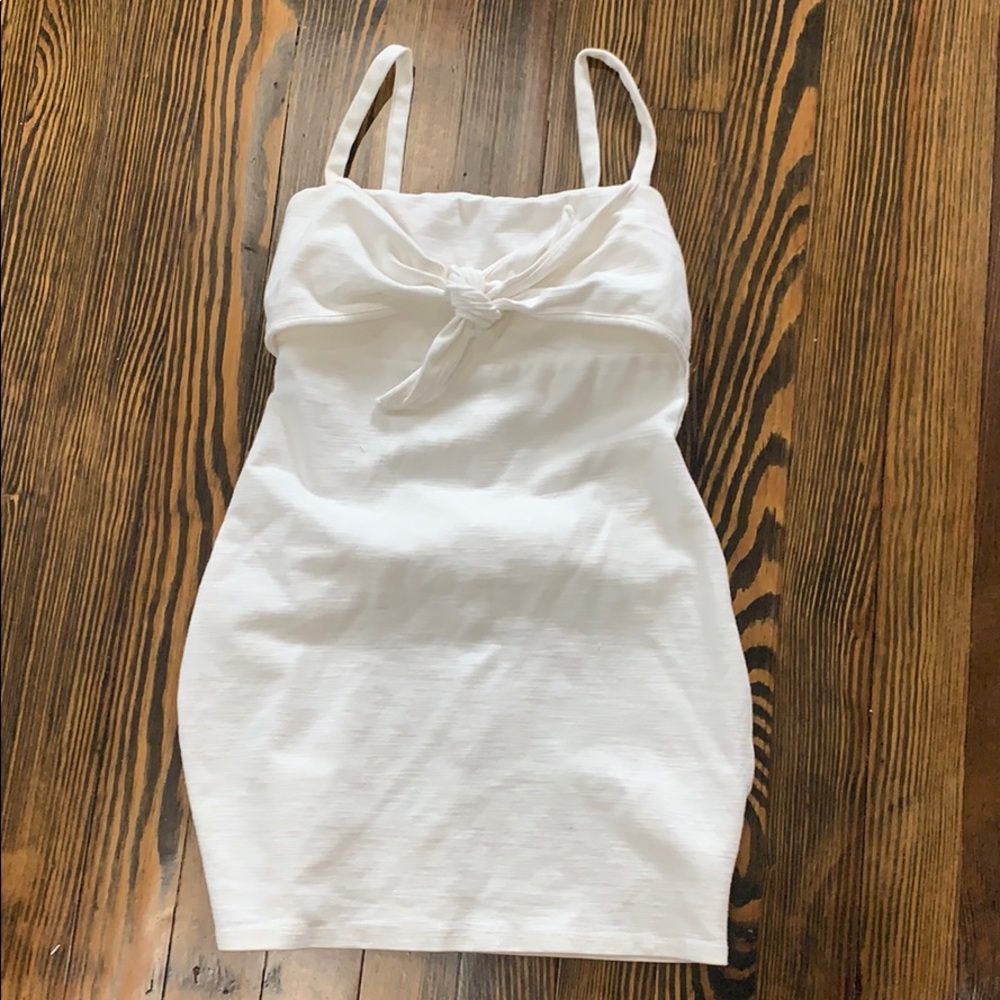 White front tie mini dress